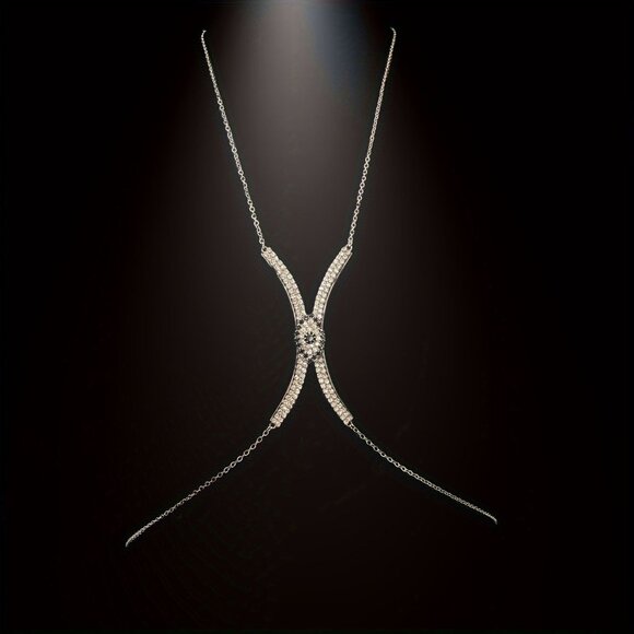 🆕 Seductive Rhinestone Body Chain Bra Necklace Jewelry For Women - Picture 5 of 10